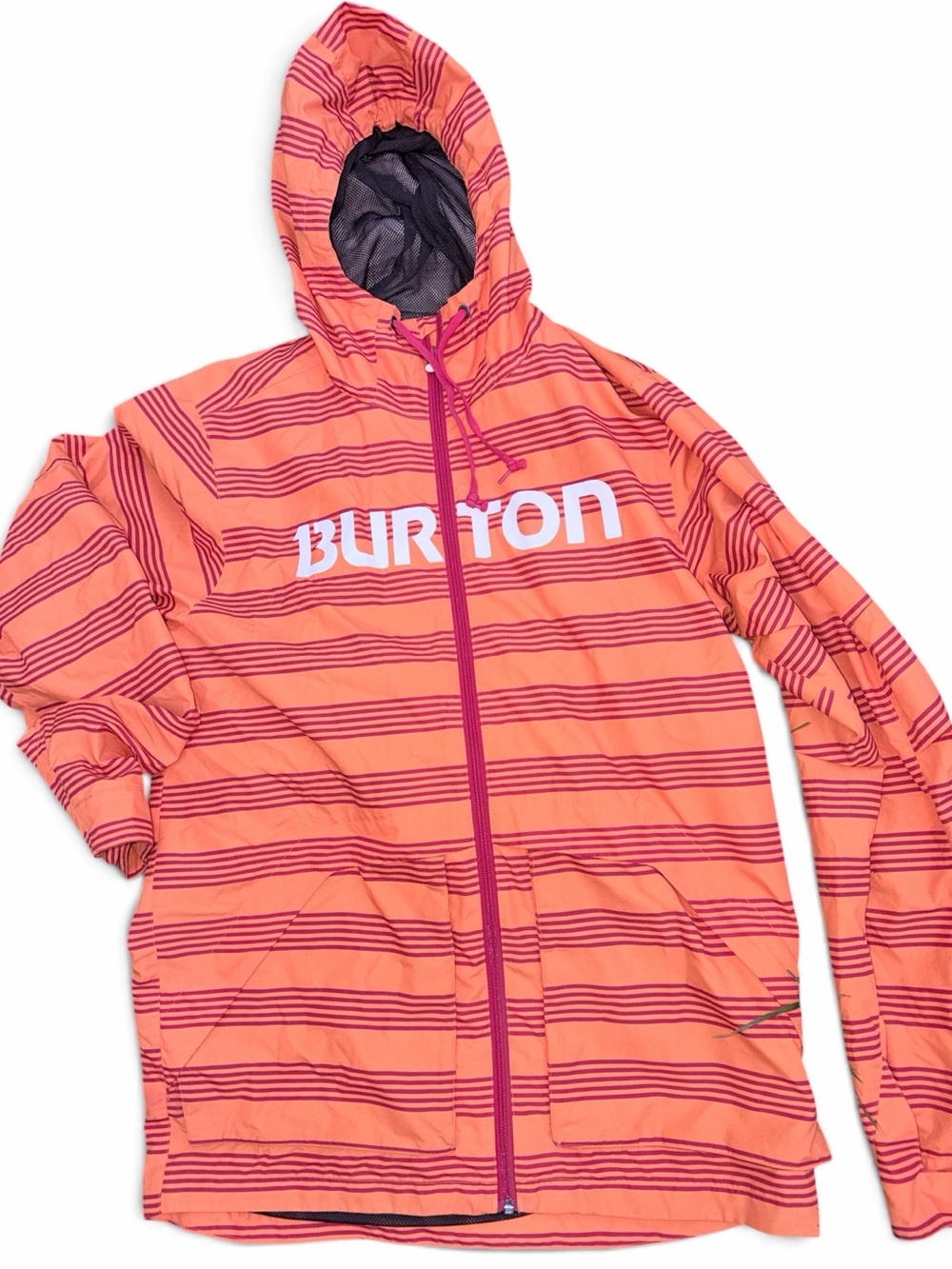 Burton Orange and Magenta Striped Hooded Windbreaker